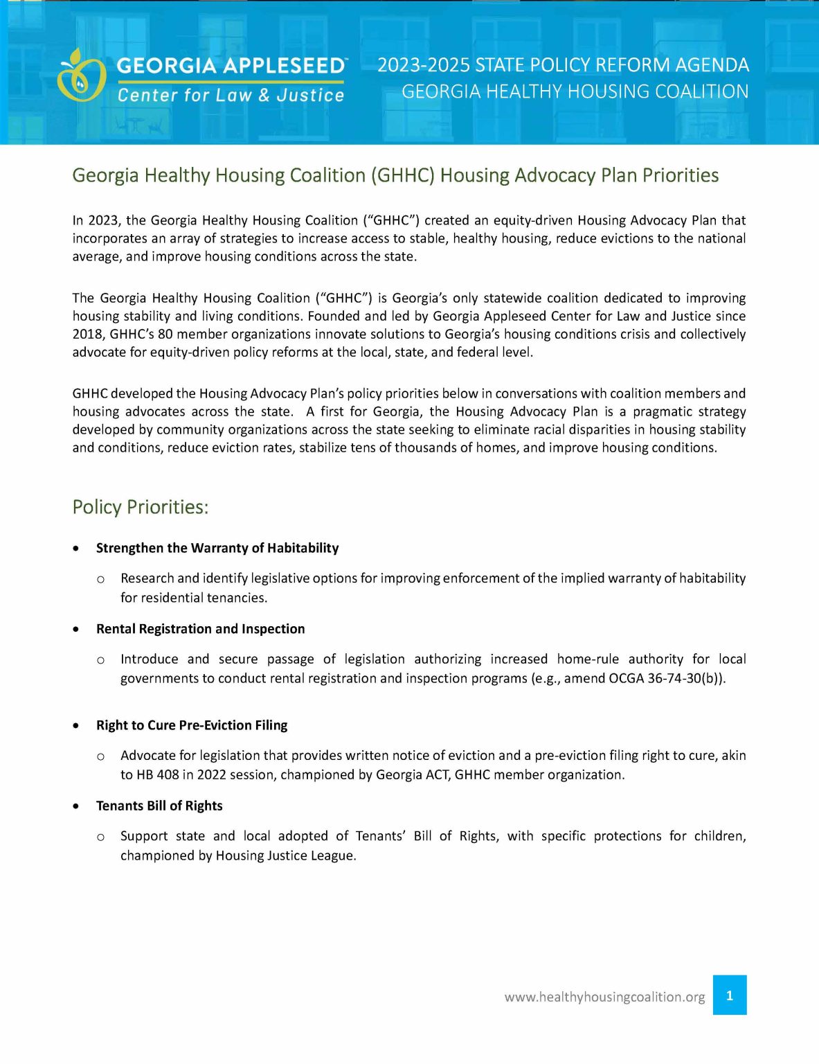 Policy Healthy Housing Appleseed Center for